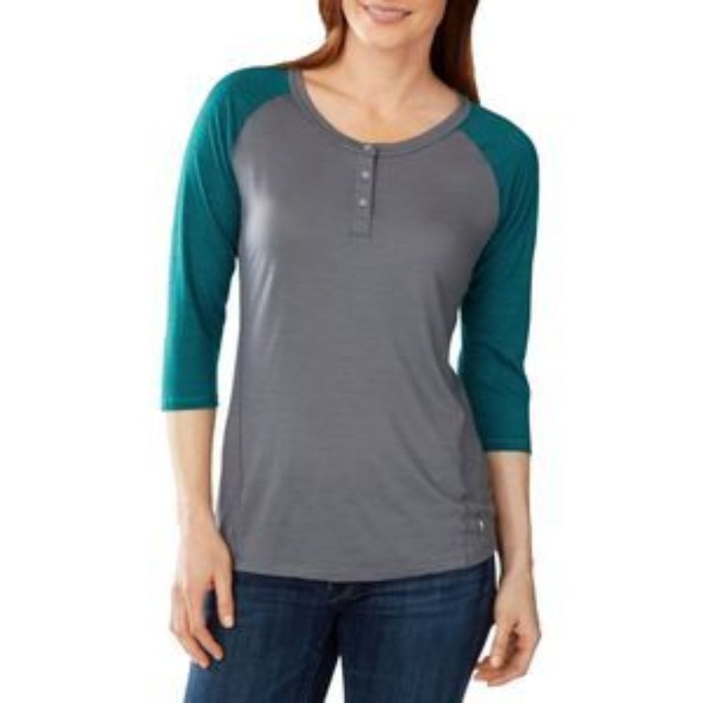 Smartwool NTS Micro 150 Gray Henley Shirt sz L